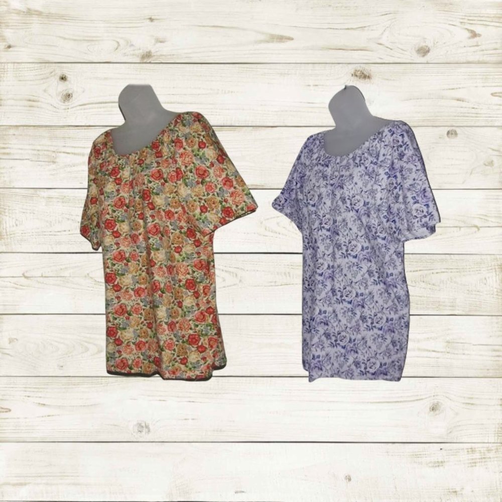 Handmade set of two womens tops size L short sleeve multiclor - Picture 3 of 13